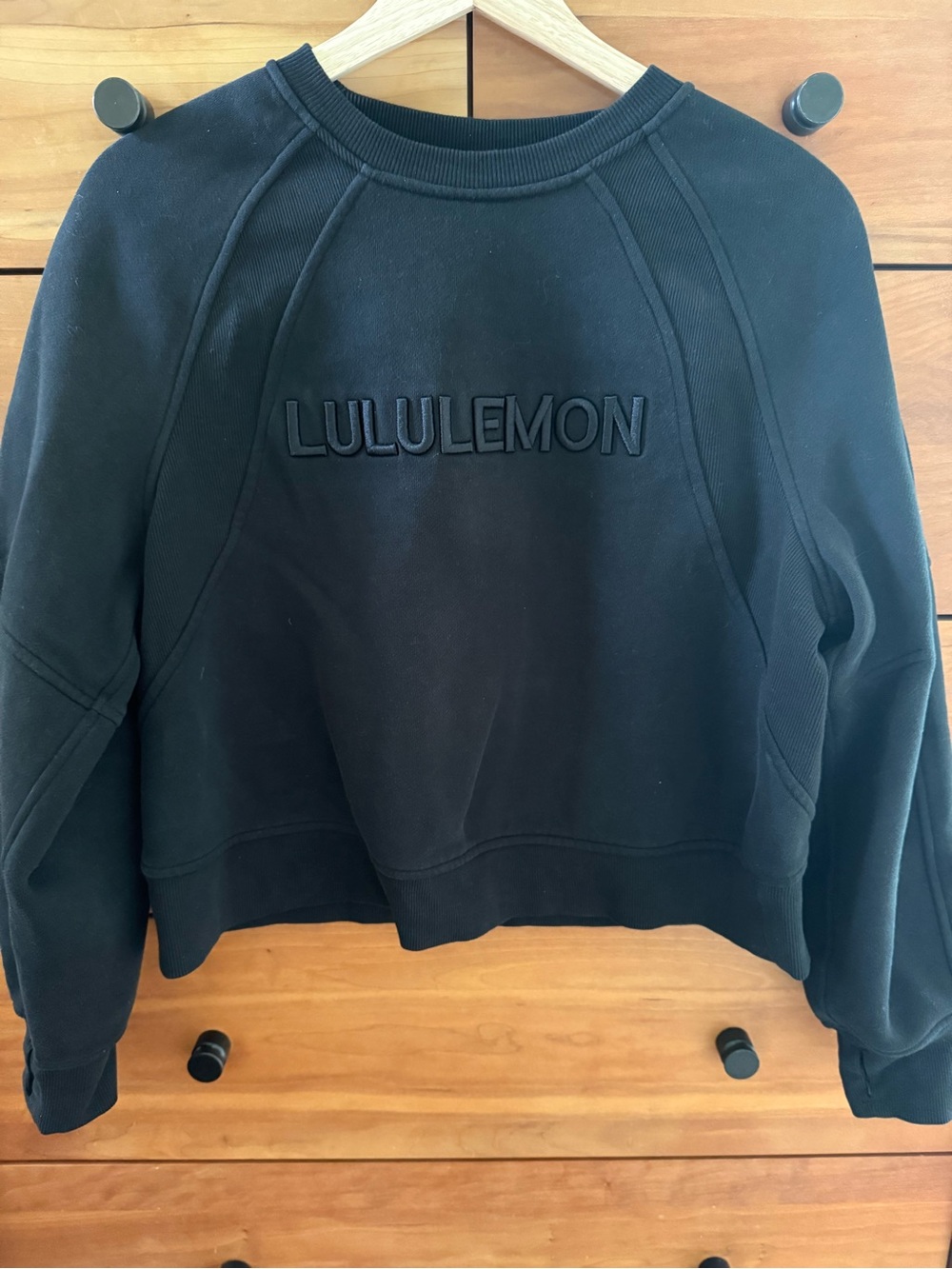 lululemon Women's Black Scuba Oversized Embroidered Crewneck Pullover XS/S